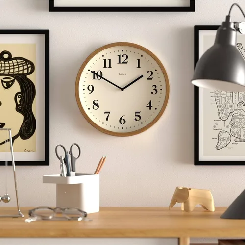 Vista 2 de JONES CLOCKS® Lodge - Reloj de pared Reloj moderno pequeño 10 pulgadas Madera sintética oscura Estilo contemporáneo clásico para cocina