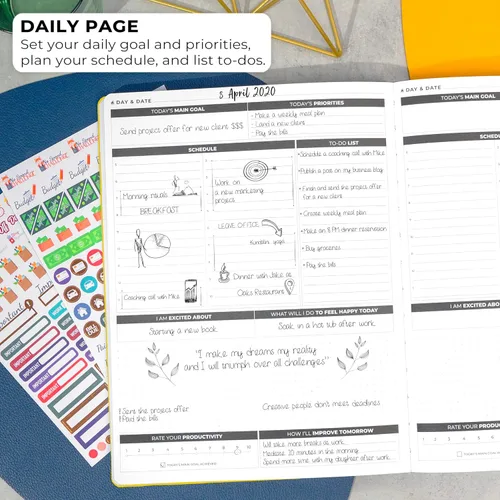 Vista 4 de Clever Fox Planner Daily PRO - Planificador diario y agenda de 8.5 x 11 pulgadas (tamaño A4) para aumentar la productividad, la gestión del tiempo