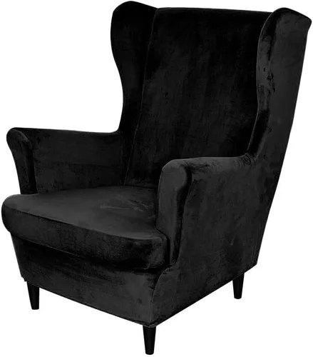 Vista 19 de OBCREAT Fundas para silla Wingback, 2 piezas de terciopelo elástico con respaldo de ala, fundas de sofá para silla de ala suave con parte inferior