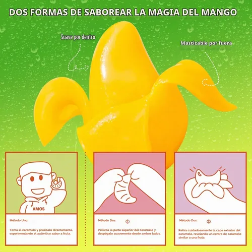 Vista 4 de Amos Peelerz Dulces Gomosos de Mango, Dulces Gomosos de Mango Pelables, Bolsa Resellable de 2.19 oz (Paquete de 3)