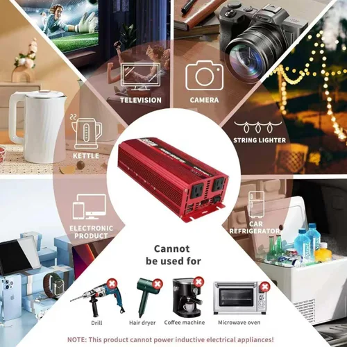 Vista 6 de Cantonape - Inversor de corriente de 1500 W CC 12 V a CA 110 V/120 V