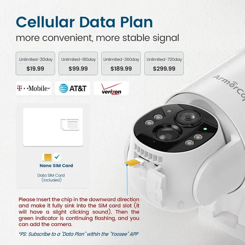 Vista 5 de Cámara de seguridad celular 4G LTE, cámara de seguridad sin WiFi, cámara solar de 2.5K para exteriores inalámbrica, vista en vivo de 360°, foco