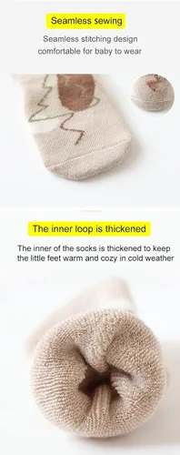 Vista 5 de Calcetines antideslizantes para bebés, calcetines cálidos y gruesos antideslizantes para niñas y niños, recién nacidos, 5 pares
