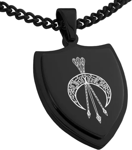Vista 32 de Collar con colgante de escudo de dioses griegos de acero inoxidable