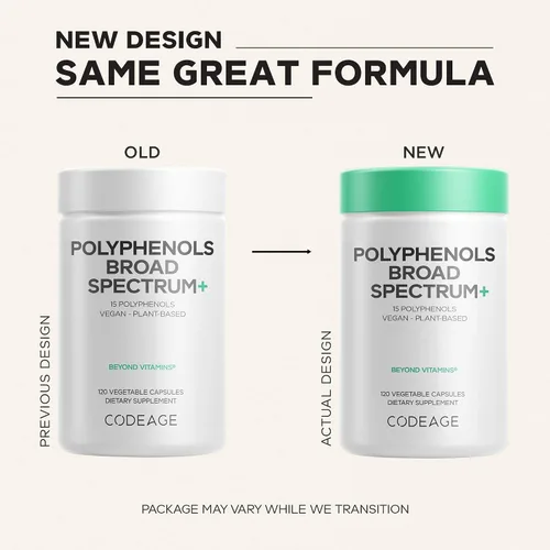 Vista 4 de Codeage Suplemento de polifenoles - Pastillas de té verde orgánico, quercetina, granada, cúrcuma, resveratrol y polifenoles vegetales, nutrientes