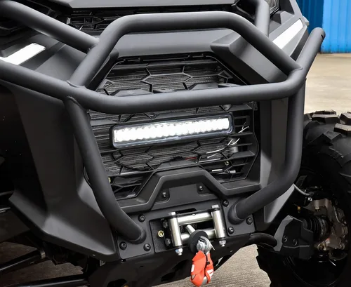 Vista 3 de SAUTVS Parrilla de malla frontal con barra de luz LED para Can-Am Commander 2021+, rejilla de malla negra con barra de luz LED para Can Am Commander