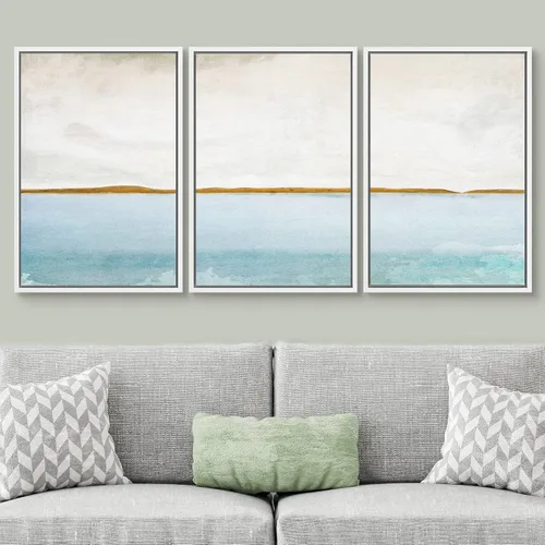 Vista 192 de SIGNWIN Lienzo enmarcado para pared, juego de arte pastel con cadena montañosa, bosque, niebla, naturaleza silvestre, ilustraciones modernas, arte