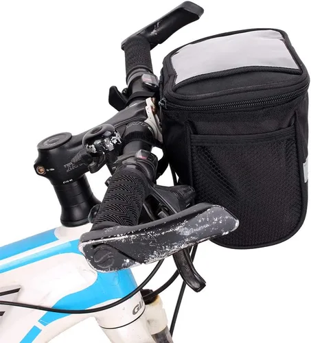 Vista 3 de Ochine Bolsa para manillar de bicicleta, bolsa de cesta delantera de bicicleta, bolsa de manillar de bicicleta con bolsillo de malla, bolsa