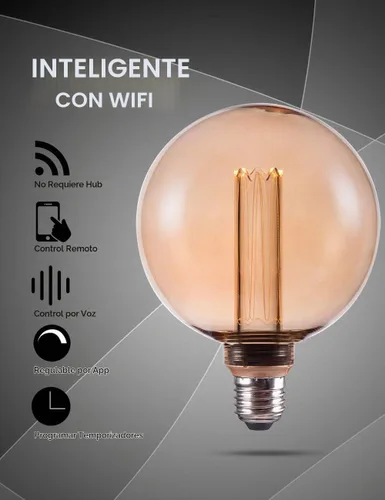 Vista 2 de Bombilla Inteligente WiFi Globo Decorativo LED Regulable LED Ámbar G125 Ámbar 4.9 pulgadas