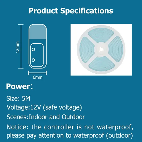 Vista 7 de Tira de luces de neón de 16.4 pies con control remoto regulable y adaptador, tira de luces LED inteligentes inteligentes flexibles impermeables
