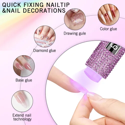Vista 3 de Luz UV de mano para uñas de gel, mini luz UV con purpurina para uñas, lámpara de uñas portátil inalámbrica para uñas de gel X de curado rápido