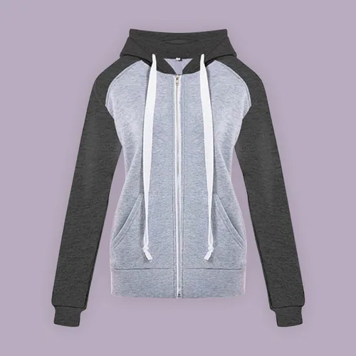 Vista 4 de Sudadera básica ligera con cremallera para mujer, de manga larga, delgada, con capucha, cordón abierto, talla grande