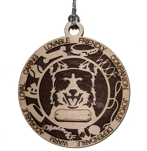 Vista 47 de Adorno de Navidad personalizado para perro Cavalier King Charles Spaniel, redondo de 3 pulgadas, madera cortada con láser de 2 capas, nombre y texto