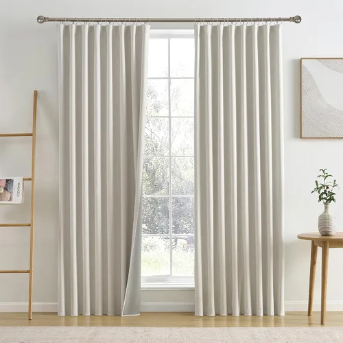Vista 15 de RAIN CITY 2 paneles de cortinas extra anchas de 96 pulgadas de largo, de Beige