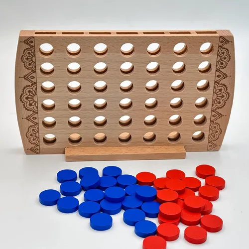 Vista 3 de Juego de madera 4 en una fila, decoración de mesa auxiliar, juego de estrategia clásico, juegos de mesa familiares, juguetes de regalo para niños