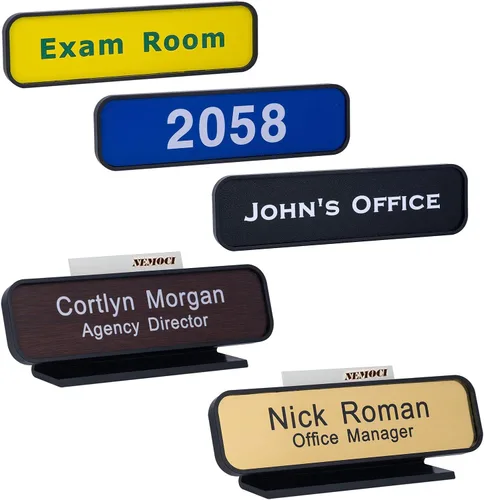 Vista 3 de Placas de identificación arquitectónicas personalizadas, placas de identificación de oficina con soporte de marco de plástico para pared