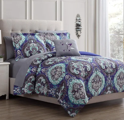 Vista 10 de Modern Threads - Juego de edredón de la colección Granada - Microfibra reversible - Elegante juego de cama estampado - Incluye edredón, sábanas