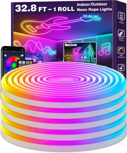 Vista 11 de LETIANPAI Luces de Cuerda de Neón de 15 Pies, Luces de Cuerda LED Flexibles con Control por App/Control Remoto, Múltiples Modos de Sincronización