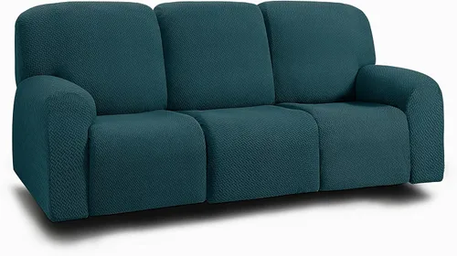 Vista 30 de ULTICOR Fundas jacquard para sofá reclinable de 8 piezas, fundas elásticas para sofá reclinable de 3 cojines, gruesas, suaves y lavables (estilo 3)
