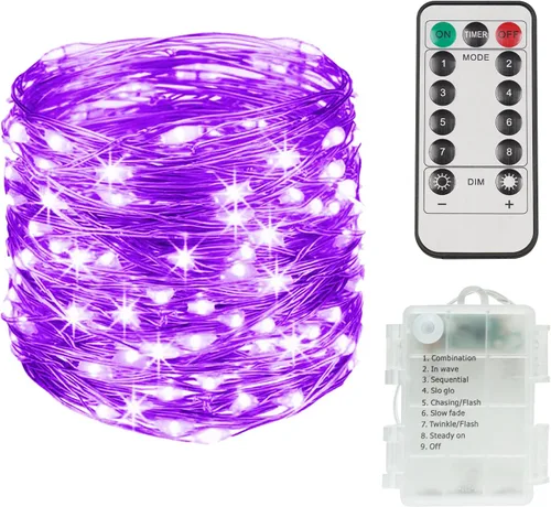 Vista 15 de SUDDUS Luces de Hadas de 16 pies con 50 LED y 22 clips, funciona con batería/USB, luces parpadeantes para fotos con control remoto y temporizador