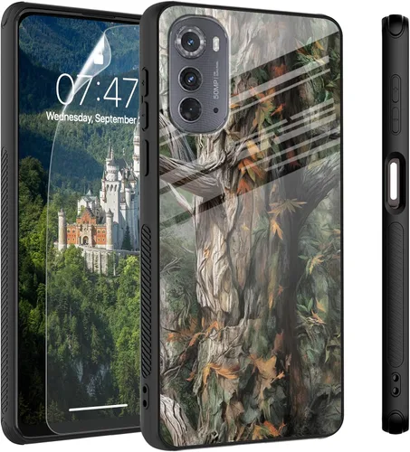 Vista 81 de Funda para Motorola Moto Edge 2022, cubierta trasera de vidrio templado con protector de pantalla, funda protectora a prueba de golpes para Motorola