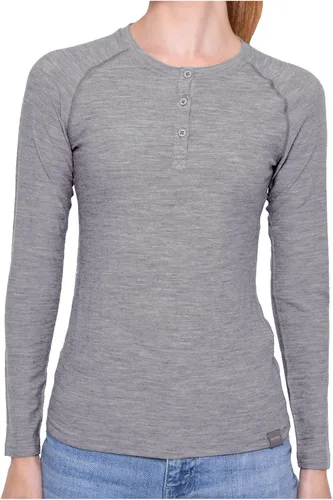 Vista 13 de MERIWOOL Camiseta térmica de lana merino ligera de manga larga Henley para mujer Negro