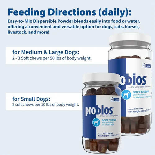 Vista 4 de Probios Masticables suaves para perros, suplemento probiótico diario para la salud intestinal, digestión y apoyo inmunológico, razas medianas