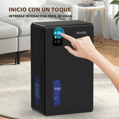 Vista 8 de NineSky Deshumidificador, deshumidificador de 1000 pies cuadrados para el hogar con tanque de agua grande de 95 onzas, deshumidificador silencioso