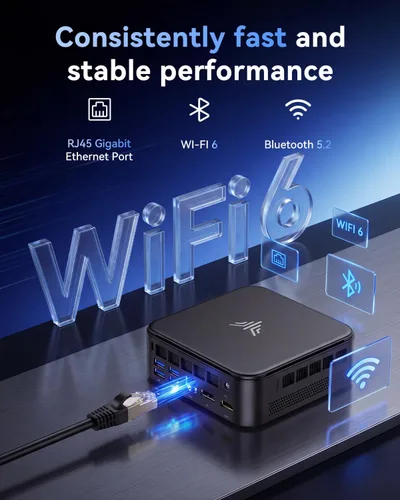 Vista 7 de KAMRUI Mini PC, E3B 32 GB RAM 512 GB SSD Mini computadoras para juegos AMD Ryzen 5 7430U Micro computadora de escritorio