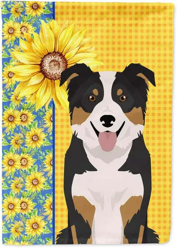 Vista 303 de Caroline's Treasures WDK5313GF Bandera de jardín con diseño de girasoles de verano, color negro y tostado, Airedale Terrier para buzón, bandera