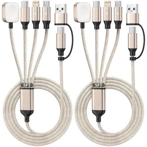 Vista 14 de Cable de carga múltiple USB C 4in2 3 X para cargador de iWatch, 5 B1-cuadrado