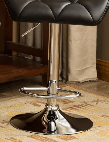 Vista 9 de Roundhill Furniture PC190BK Glasgow taburetes de bar con altura ajustable, Metal, Negro