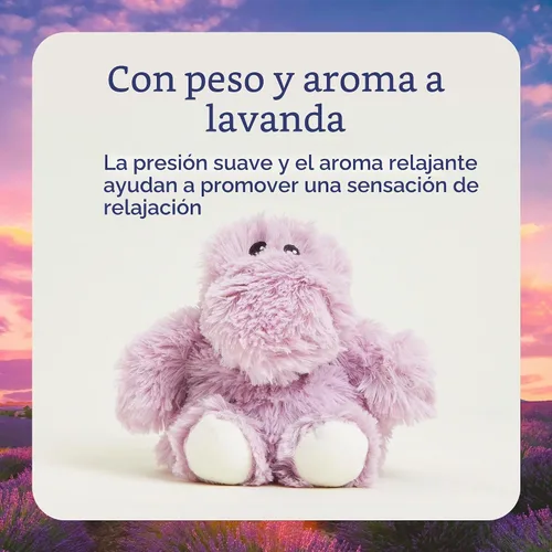 Vista 3 de warmies Animales de Peluche Junior para Microondas y con Peso, Hipopótamo - Animal de Peluche Calentable para Calidez y Comodidad - Lindos Juguetes