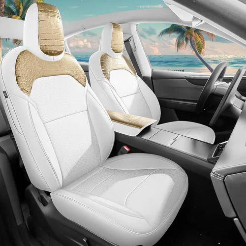 Vista 27 de Funda de asiento para modelo 3 2017 2018 2019 2020 2021 2022 2023, funda de asiento personalizada para Tesla Model 3, compatible con bolsa de aire