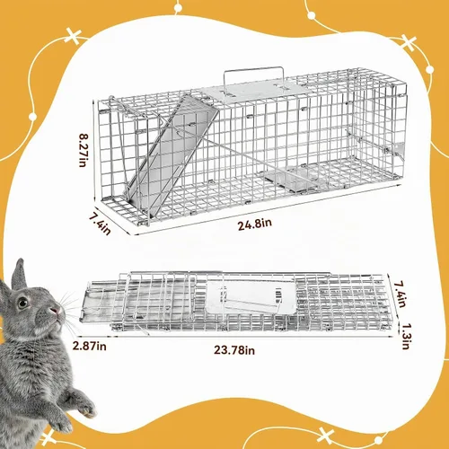 Vista 2 de Jaula plegable de trampa para animales humanos de 24" trampa de animales para gatitos callejeros, ardillas, conejos