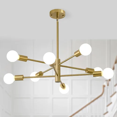 Vista 15 de HHR Candelabro Sputnik de 4 luces, Candelabro Moderno Negro Lámpara de Techo, Candelabros de Altura Ajustable para Comedor Isla de Cocina