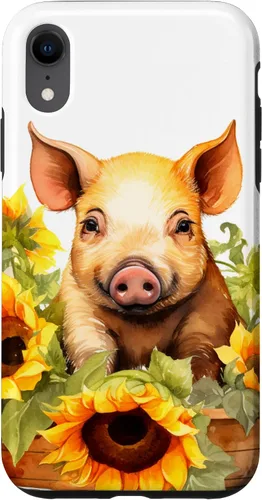 Vista 8 de Funda para iPhone 14 con diseño de animales de granja con girasoles