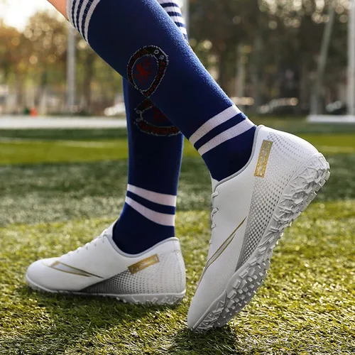 Vista 5 de Zapatos de fútbol para hombre, bajos y con cordones, antideslizantes, para interiores, fútbol sala de fútbol americano, TF, tacos de césped