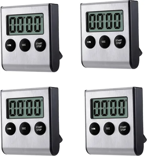 Vista 7 de Temporizador digital de cocina - Cuenta regresiva magnética con alarma fuerte, acero inoxidable para cocinar, hornear, juegos deportivos