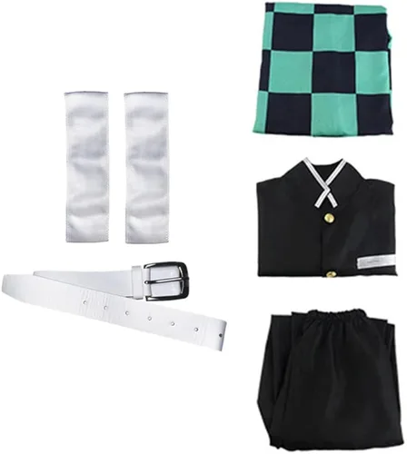 Vista 5 de NXJSH Kimetsu no Yaiba Anime Cosplay Kimono - Conjunto de peluca para mujeres, hombres, niñas y niños, perfecto para Halloween