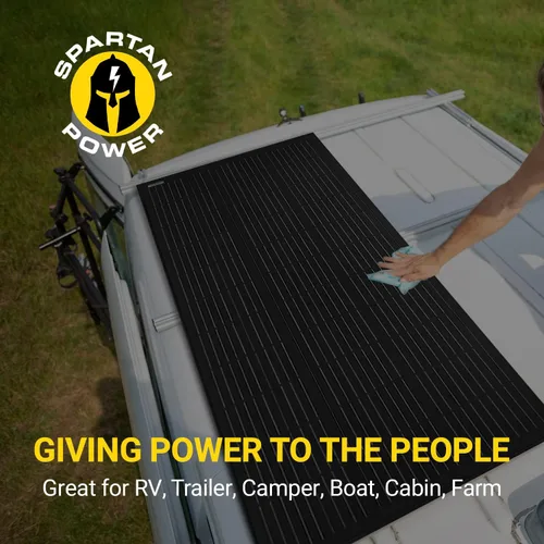 Vista 7 de Spartan Power Panel solar de 100 W, 9 barras de autobús, color negro, ideal para RV, remolque, cámper, barco, cabina, granja, SP-100W