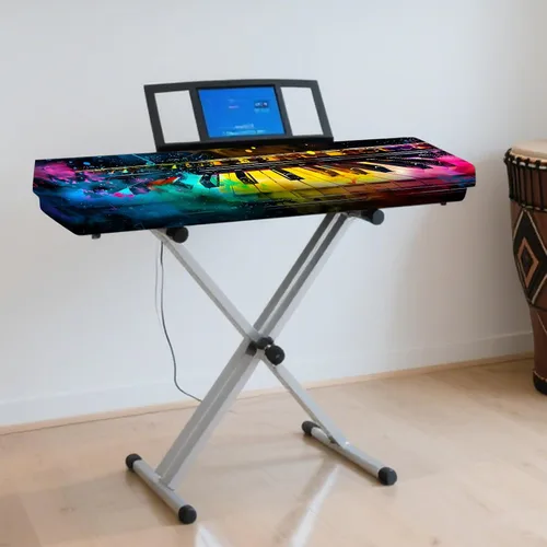 Vista 6 de Nuxovilar Cubierta elástica de 88 teclas para teclado y piano, a prueba de polvo, seda de leche elástica con patrón de teclas de teclado