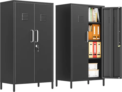 Vista 13 de Gabinete de almacenamiento de casillero de metal de 24.5"H con cerradura - Gabinete pequeño con cerradura para empleados, gabinete de casillero