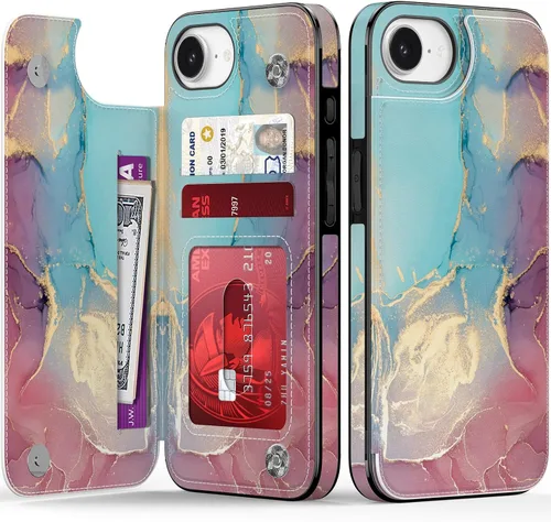 Vista 109 de LETO para iPhone 15 Pro Funda tipo cartera - Tapa tipo folio con patada - Diseños de moda - Tarjetero - Funda protectora para mujeres y niñas - 6.1