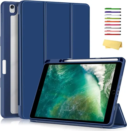 Vista 12 de Para Apple iPad de 9ª/8ª/7ª generación de 10.2 pulgadas (2021/2020/2019), cubierta trasera transparente de TPU a prueba de golpes