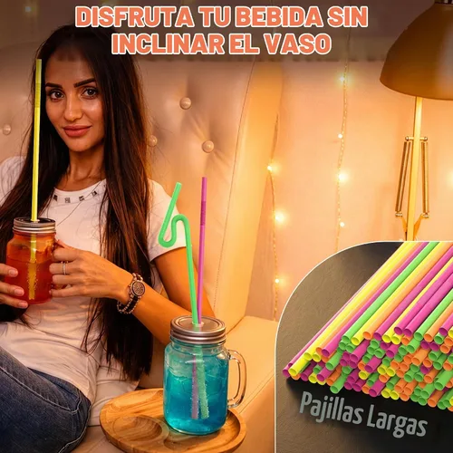 Vista 6 de 200 popotes extra largos desechables, 19.5 pulgadas flexibles para tazas