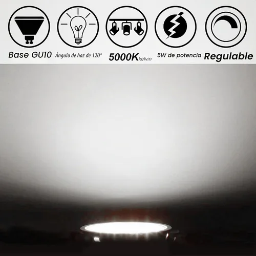 Vista 3 de ALIDE Bombillas LED GU10 regulables 5000K luz diurna blanca, bombilla de 2 Blanco luz diurna