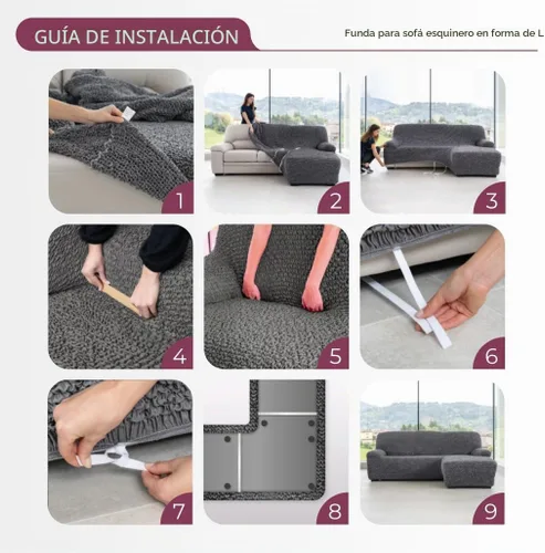 Vista 9 de PAULATO BY GA.I.CO. Funda de sofá modular, funda para sofá con diván en forma de L, fundas lavables para sofá esquinero, funda elástica de ajuste