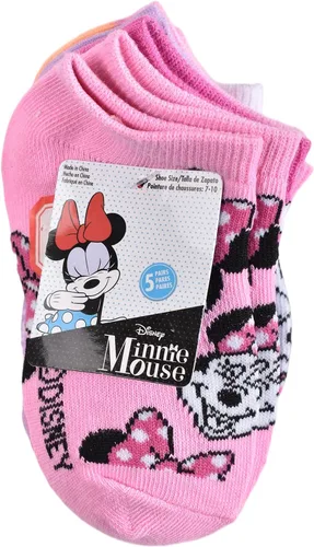 Vista 2 de Minnie Mouse Calcetines invisibles para niñas, color rosa chicle, talla S, Bubblegum Pink (rosado)