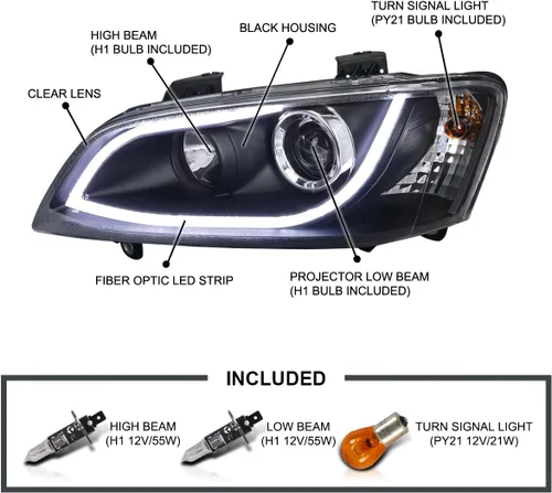 Vista 3 de SPEC-D TUNING Tira de luces LED para faros delanteros negros Para Pontiac G8 2008-2009